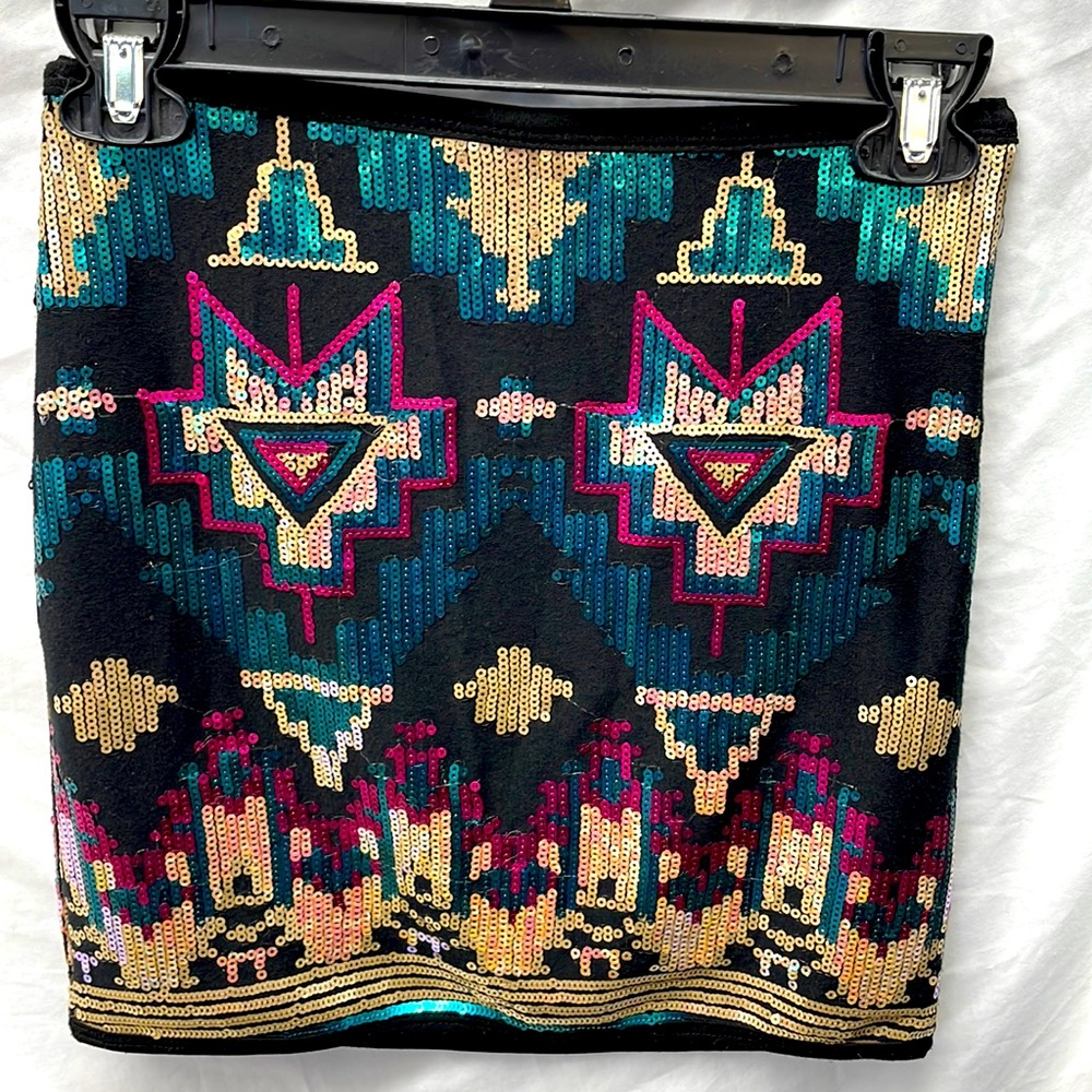 J & M clothing Sequined & lined Mini skirt ladies sz S